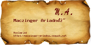 Maczinger Ariadné névjegykártya